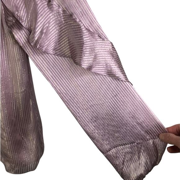 Alice & Trixie by Angela George Top Womens XS Metallic Pink V-Neck Ruffle Sleeve - Picture 6 of 8